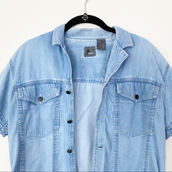 VINTAGE LIZWEAR Retro 90s Cotton Denim Shirt Small Button Front Casual - Picture 3 of 8